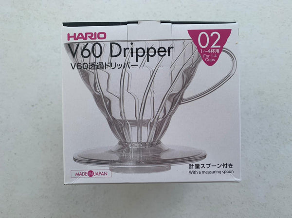 Hario V60 Coffee Dripper | VD-02T | Clear Plastic | 1-4 Cups | Made in Japan | Original